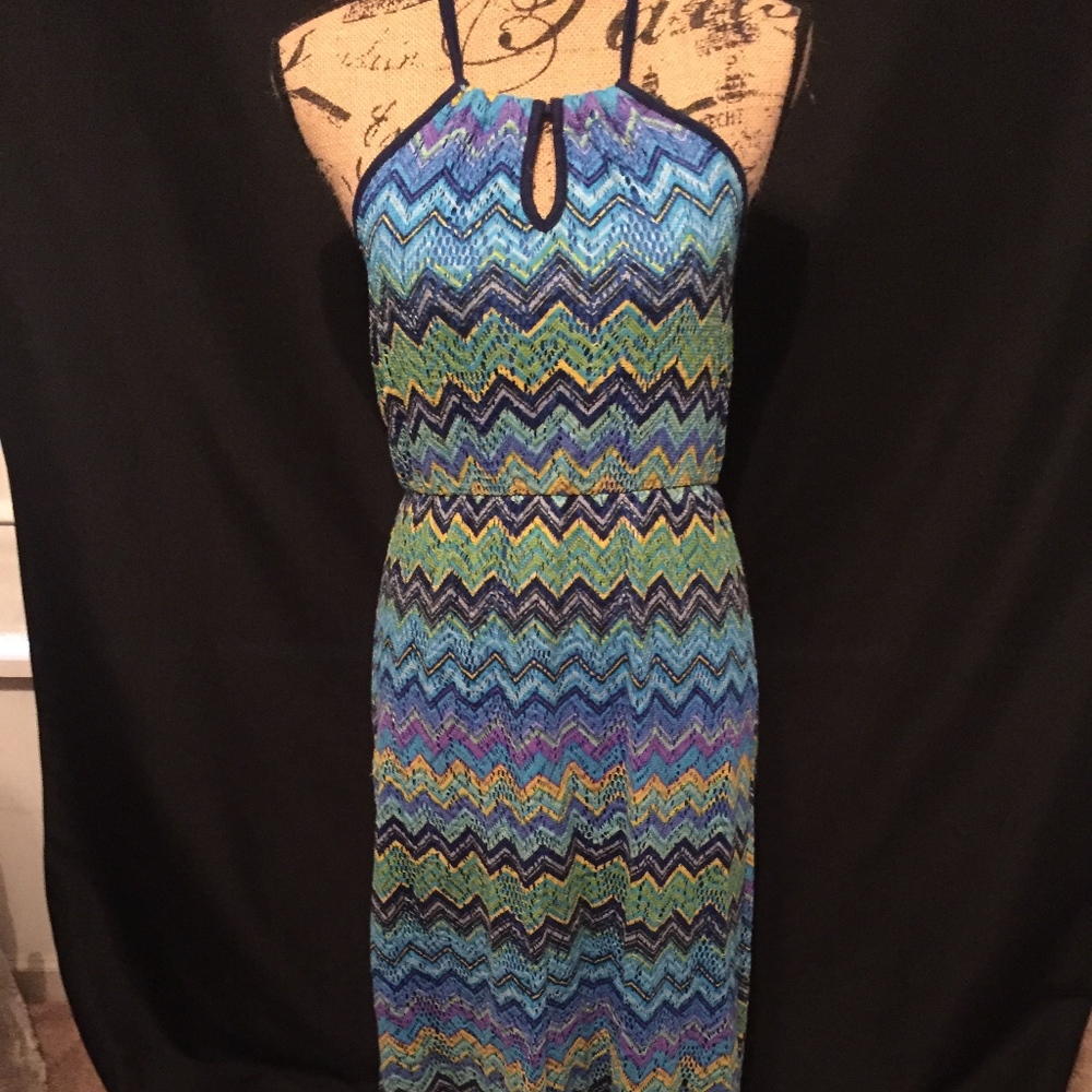 Blue and Green Maxi Dress